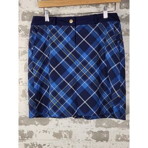 Lady Hagen Skort Womens Size 4 Blue‎ Plaid Tennis Golf Stretch Zipper